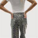 jeans elasticizzato wide leg leopard